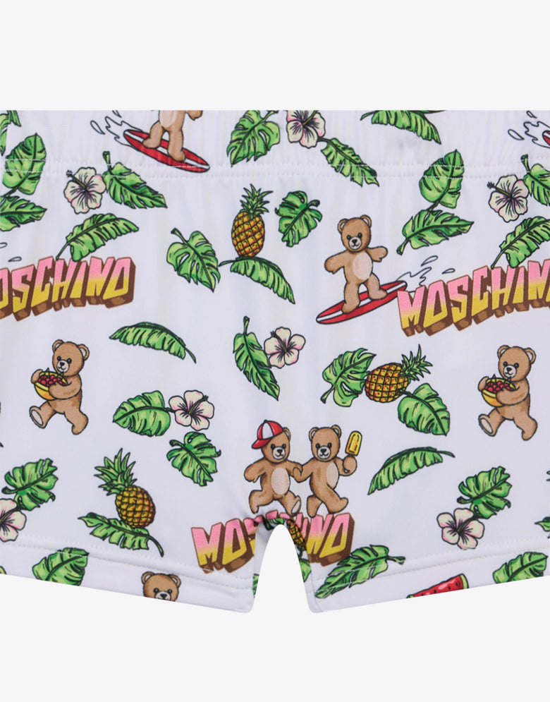 Boxer de baño de lycra estampado Blanco Moschino 2