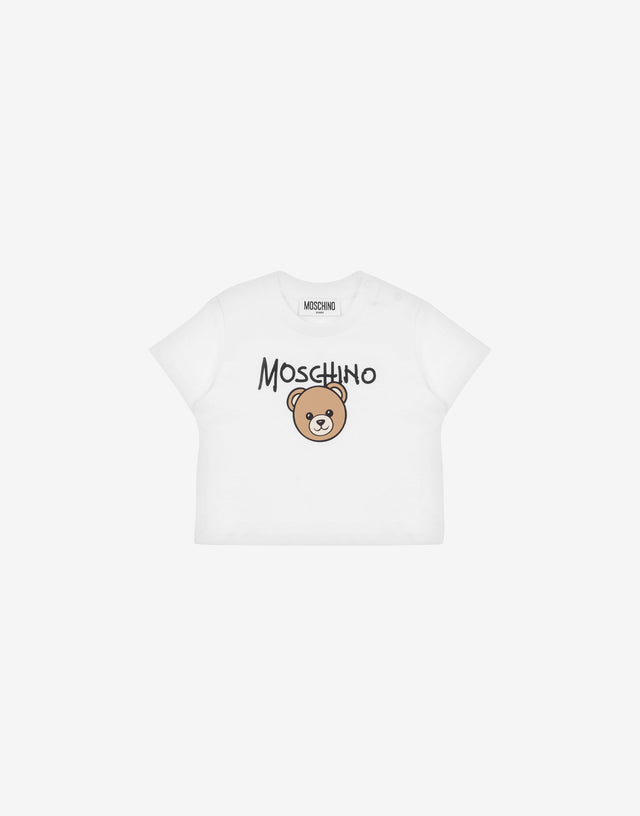 Printed cotton jersey T-shirt White Moschino 0