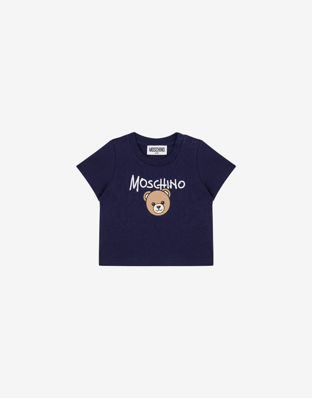 Printed cotton jersey T-shirt Blue Moschino 0