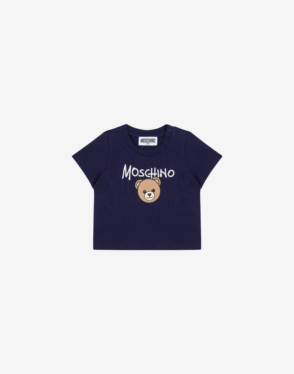 T-shirt en jersey de coton imprimé Bleu Moschino 0