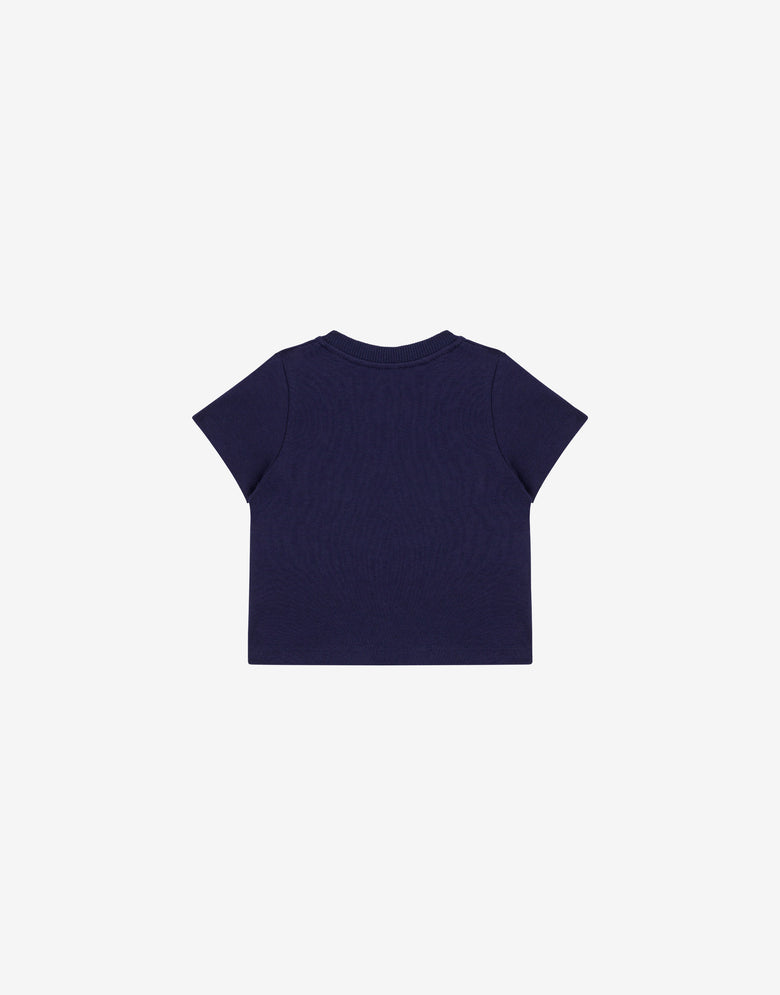 T-shirt en jersey de coton imprimé Bleu Moschino 1