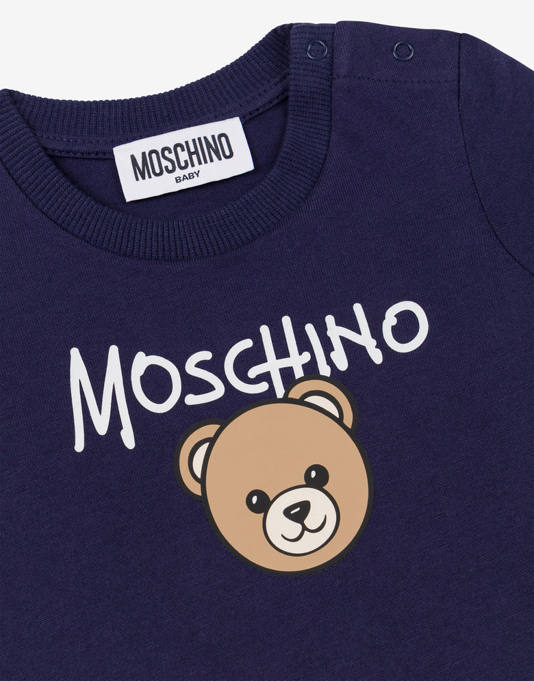 T-shirt en jersey de coton imprimé Bleu Moschino 2
