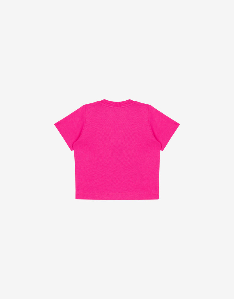 Printed cotton jersey T-shirt Fuchsia Moschino 1