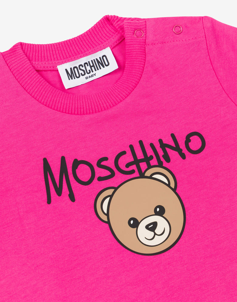 Printed cotton jersey T-shirt Fuchsia Moschino 2