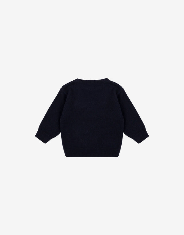 Pullover in misto lana jacquard Blu scuro Moschino 1