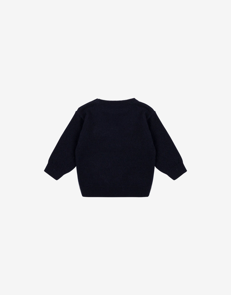 Pullover in misto lana jacquard Blu scuro Moschino 1