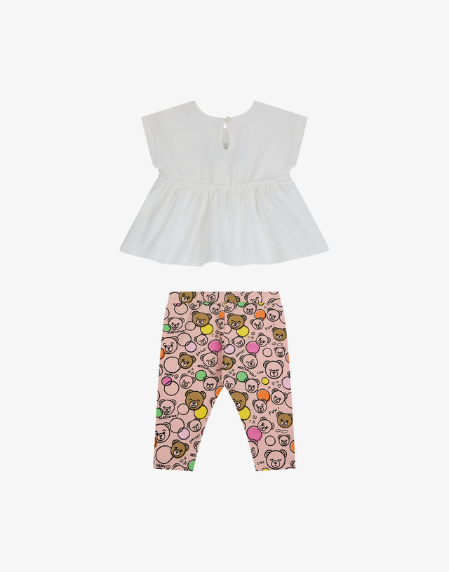 棉质针织T恤与紧身裤套装  Moschino 1