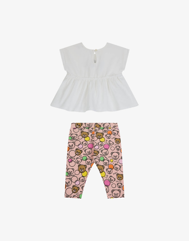 Ensemble t-shirt et leggings en jersey de coton Blanc Moschino 1