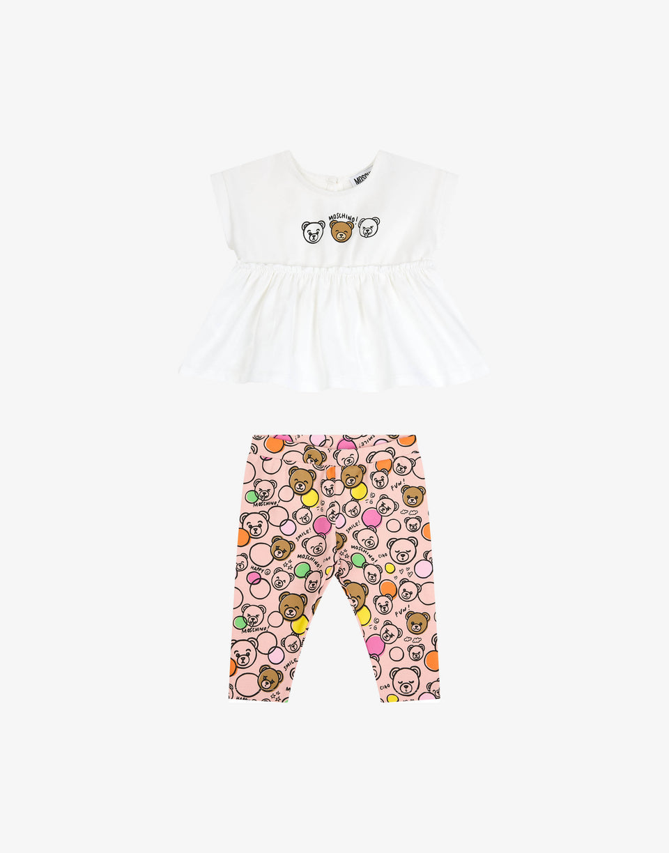 Ensemble t-shirt et leggings en jersey de coton Blanc Moschino 0