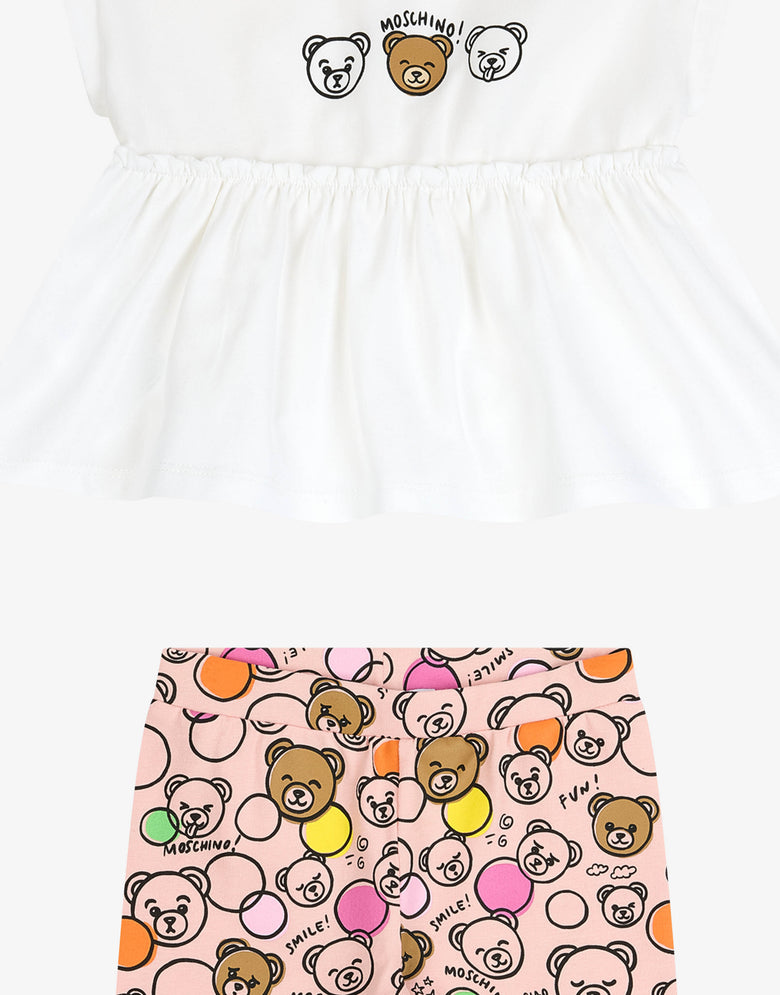 Ensemble t-shirt et leggings en jersey de coton Blanc Moschino 2