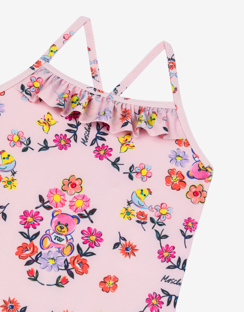 Maillot de bain une pièce Allover Flowers Rose bonbon Moschino 1