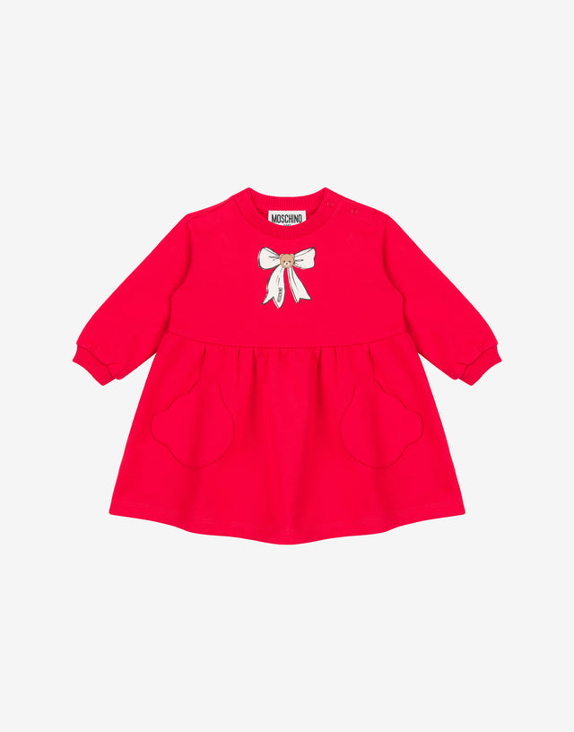 Printed cotton sweatshirt dress Red Moschino 0