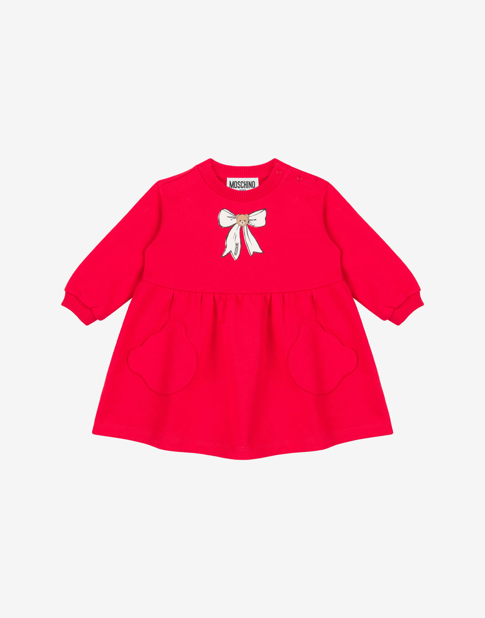 Robe en molleton de coton imprimé Rouge Moschino 0