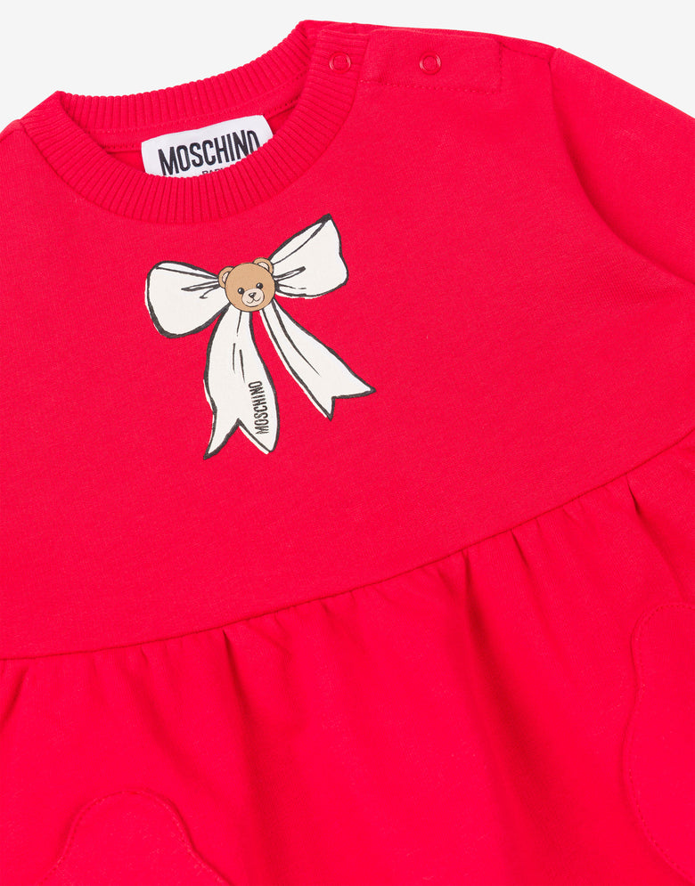 Robe en molleton de coton imprimé Rouge Moschino 2