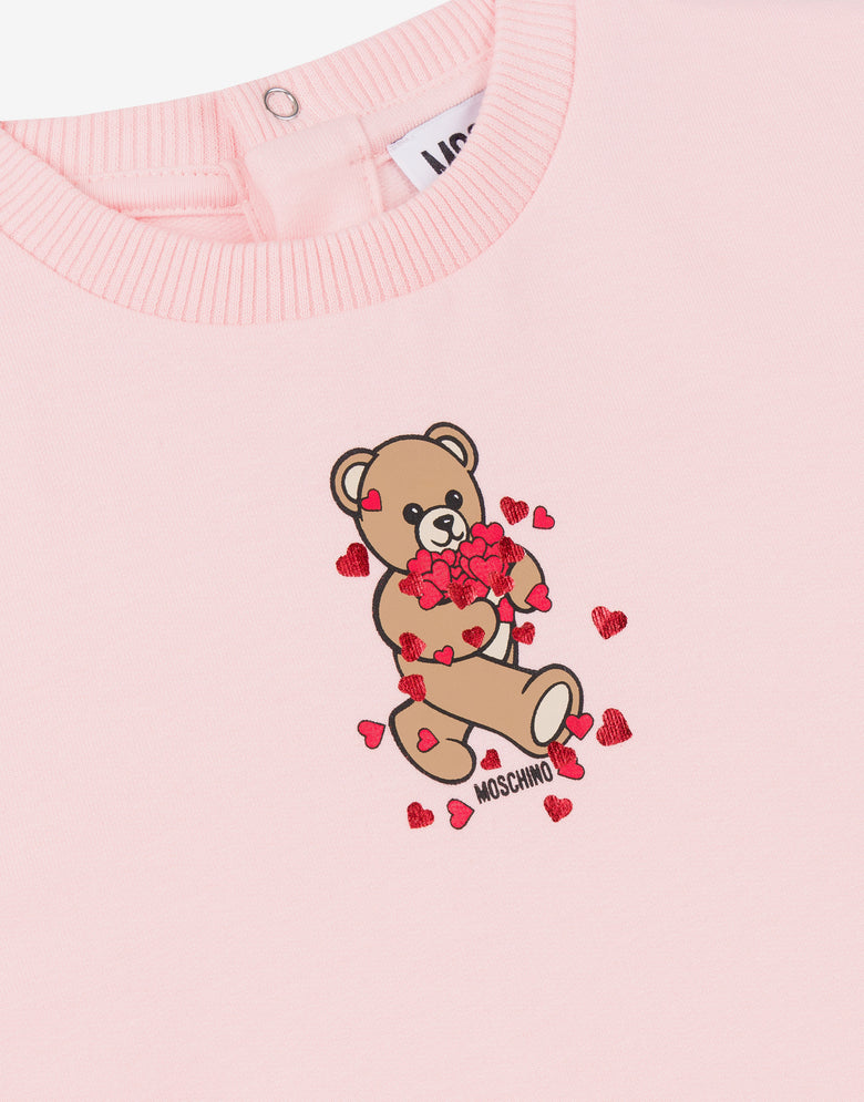 Kleid aus Baumwoll-Sweatshirtstoff mit Moschino-Teddybär-Print Hellrosa Moschino 2