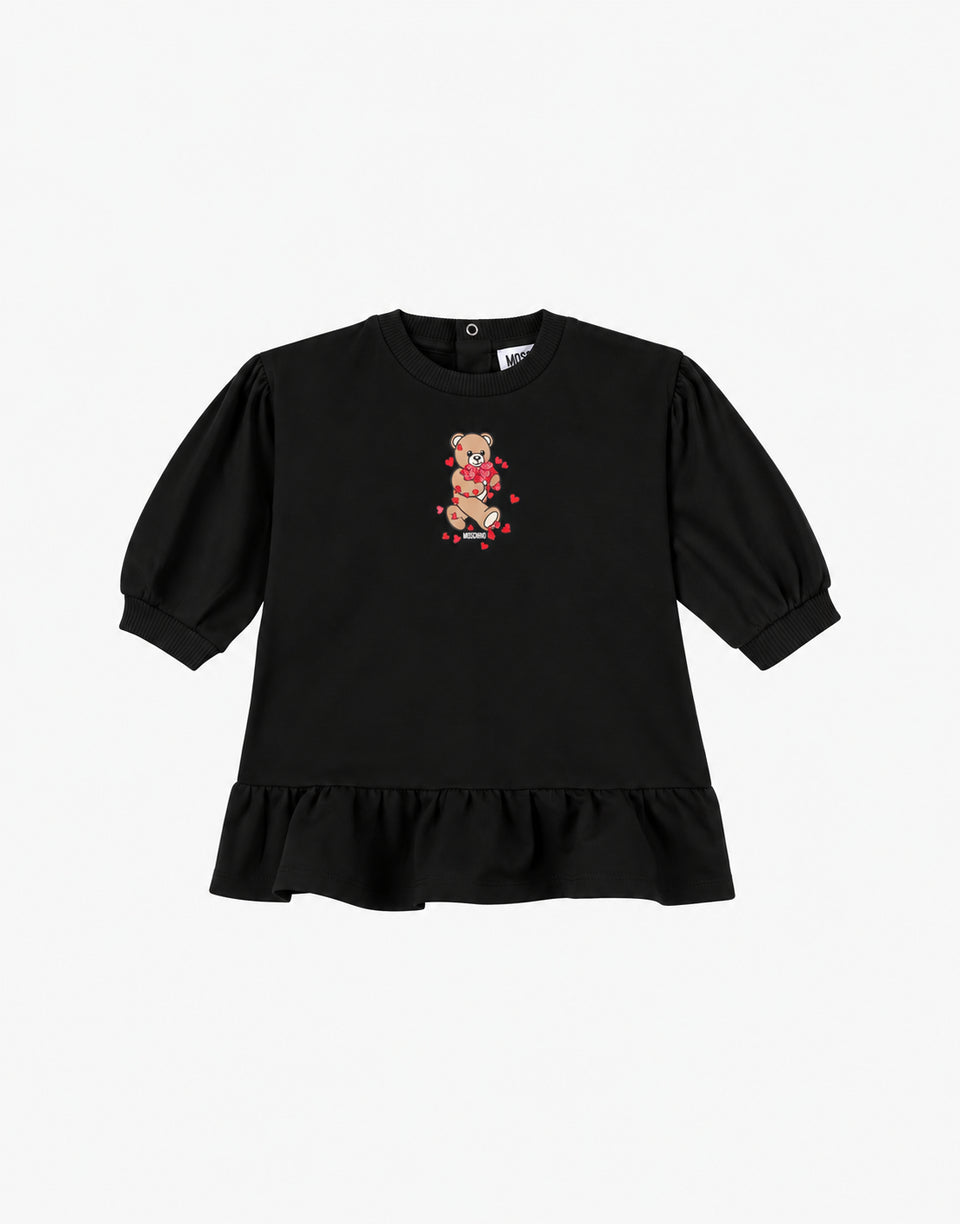 Abito in felpa di cotone Moschino Teddy Bear stampato Nero Moschino 0