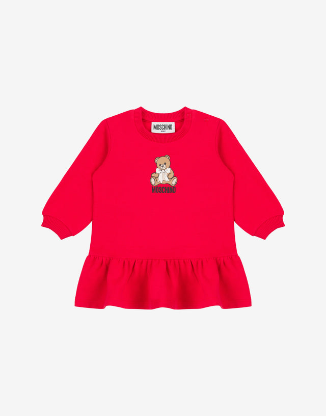 Moschino Teddy Bear Cotton Sweatshirt Dress Red Moschino 0
