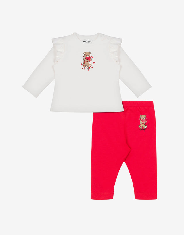 Conjunto de camiseta y leggings de jersey de algodón Rojo Moschino 0