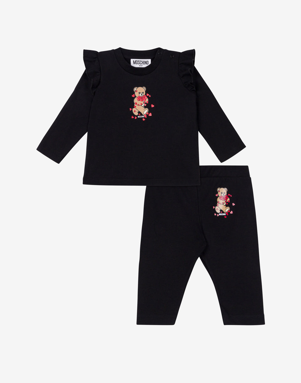 Ensemble composé d'un t-shirt et d'un legging en jersey de coton Noir Moschino 0