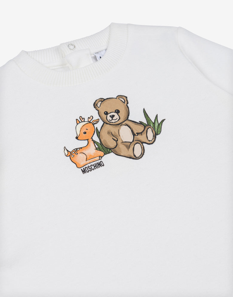 Abito in felpa di cotone Moschino Teddy Bear Bianco Moschino 2