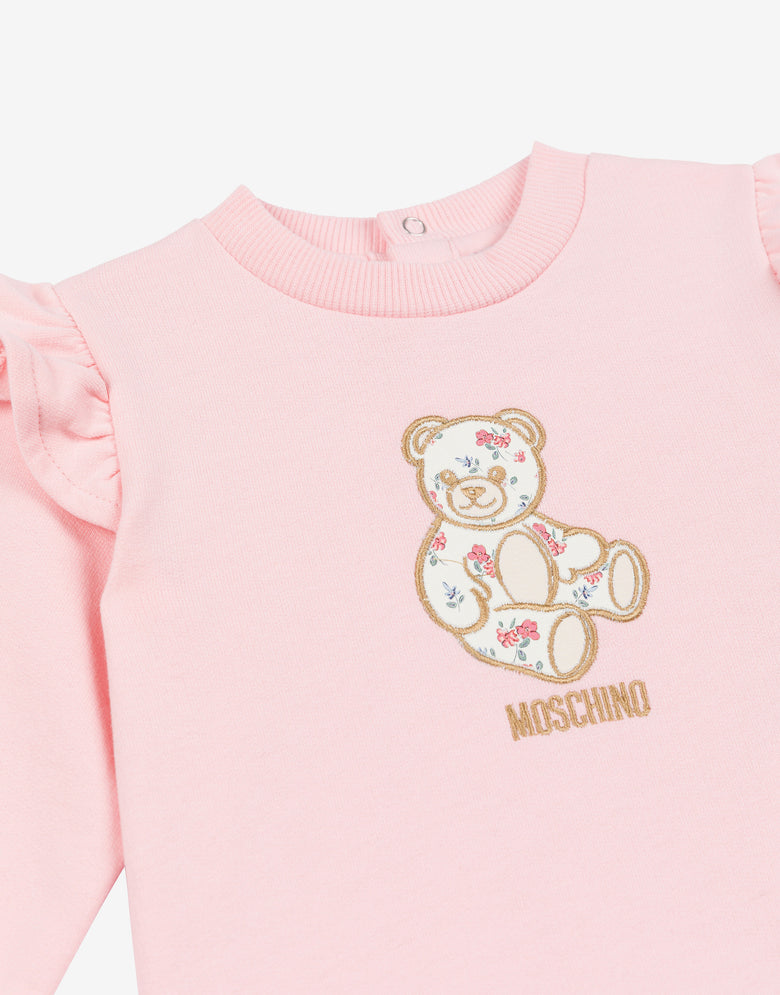 Felpa in cotone Moschino Teddy Bear ricamata  Rosa confetto Moschino 2