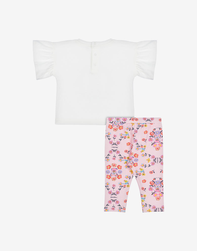 Completo t-shirt e leggings Teddy Bear Bianco Moschino 1