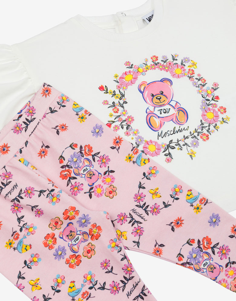 Completo t-shirt e leggings Teddy Bear Bianco Moschino 2
