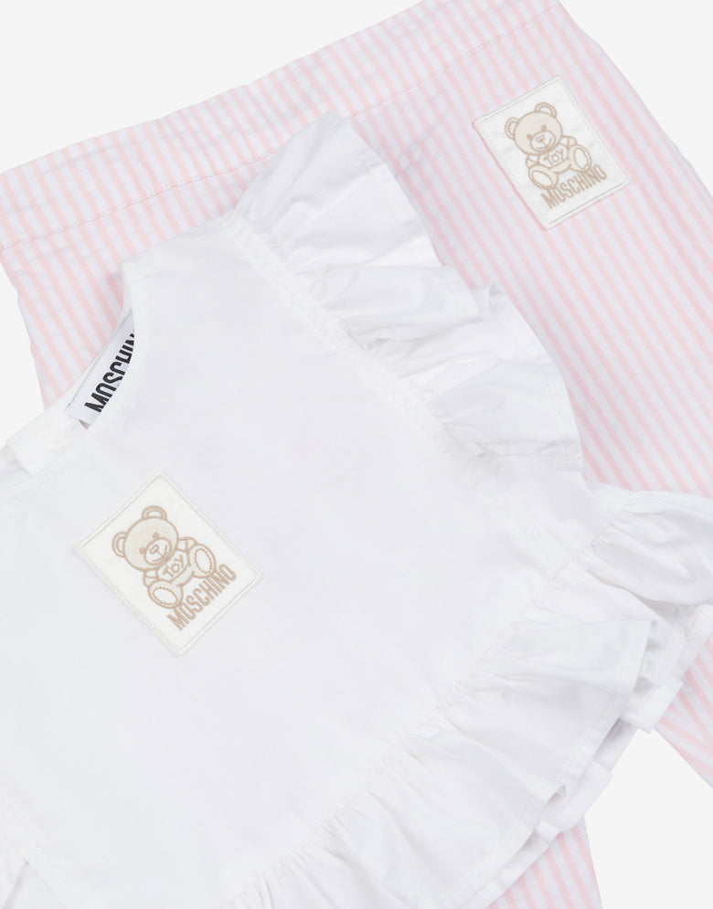 Ensemble blouse et pantalon en seersucker Teddy Patch Rose bonbon Moschino 2