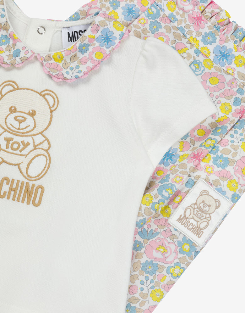 Ensemble T-shirt et pantalon Allover Flowers Blanc Moschino 2