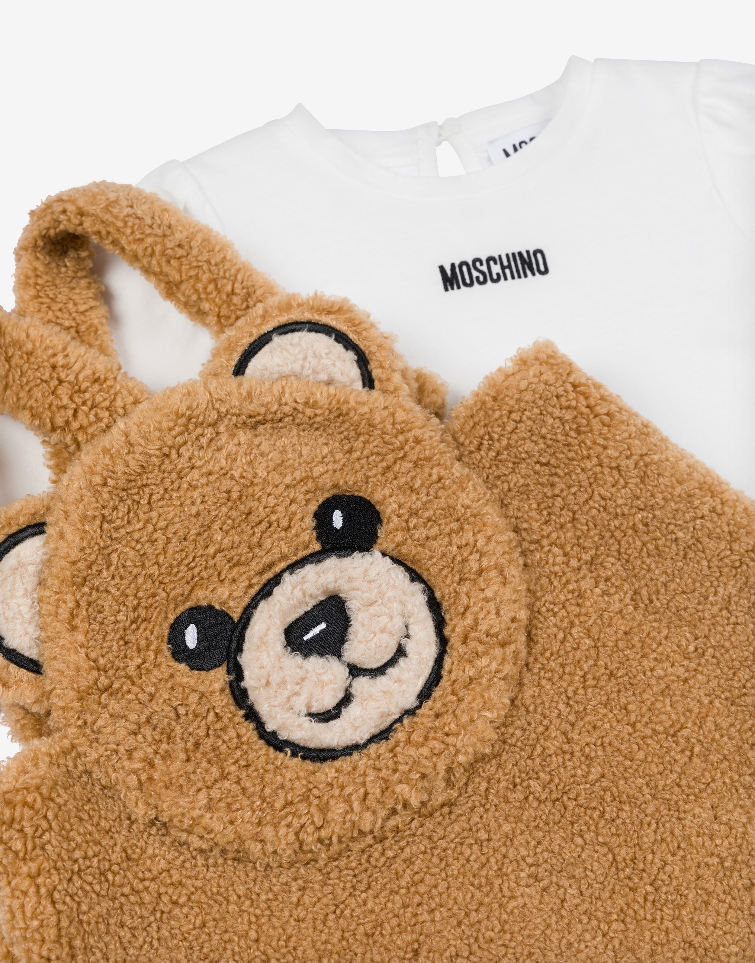 Cotton jersey t-shirt and soft fabric dungarees suit | Moschino Cotton jersey t-shirt and soft fabric dungarees suit | Moschino