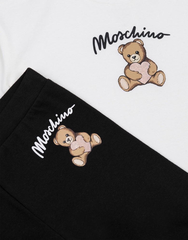 Completo t-shirt e leggings in jersey di cotone Moschino Teddy Bear Nero Moschino 2