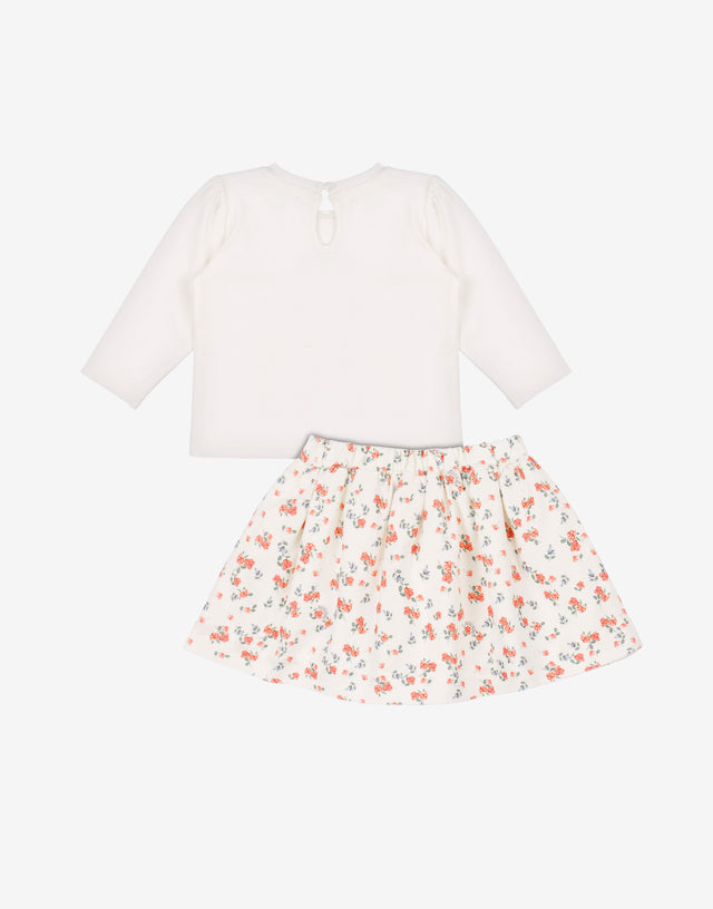 Cotton jersey t-shirt and printed velvet skirt suit White Moschino 1