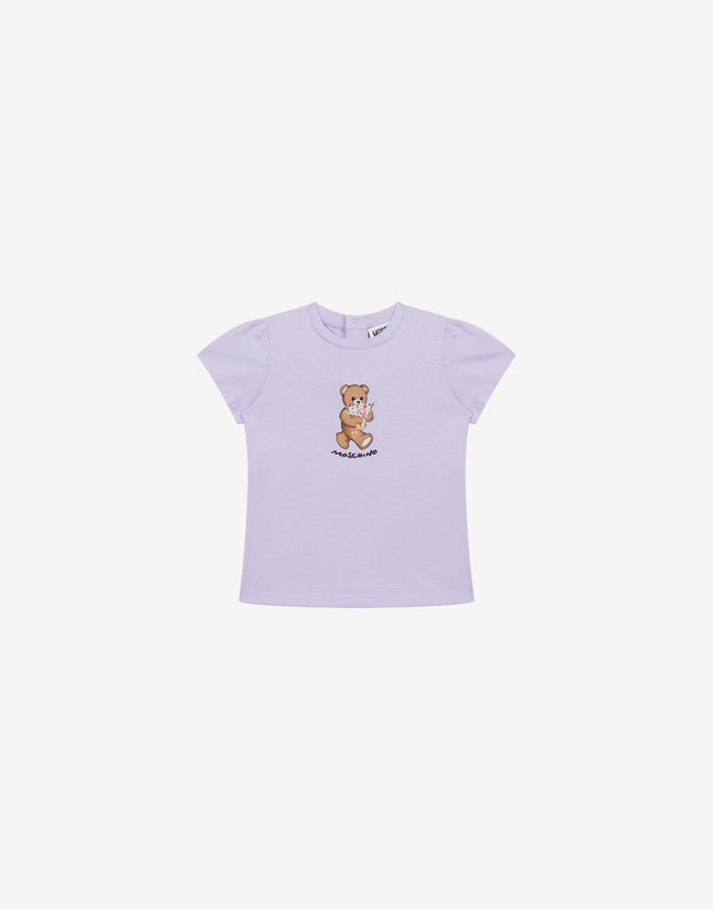 T-Shirt aus Baumwolljersey Moschino Teddy Bear Lila Moschino 0