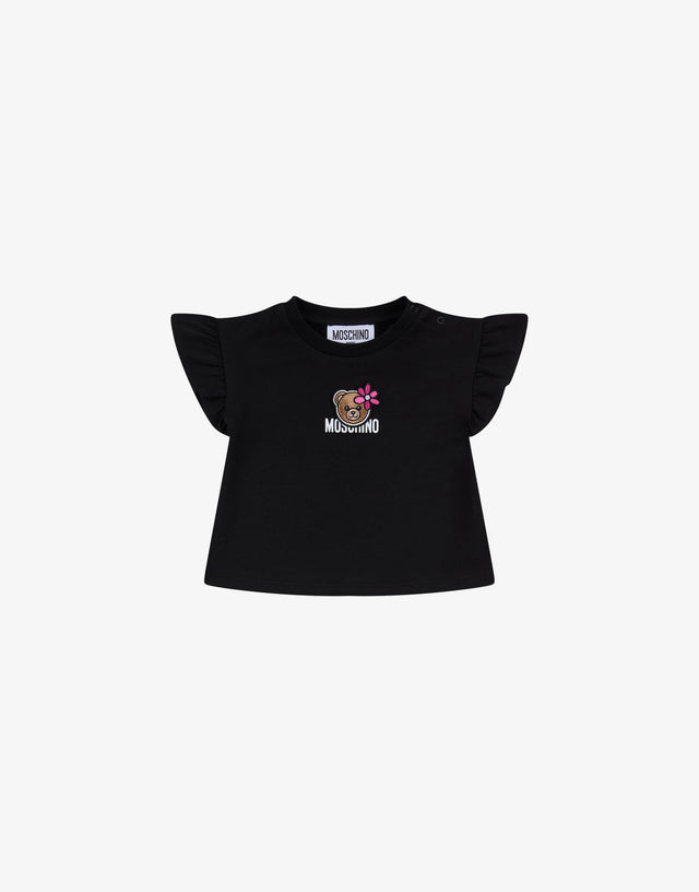 T-shirt in jersey di cotone Moschino Teddy Bear Nero Moschino 0