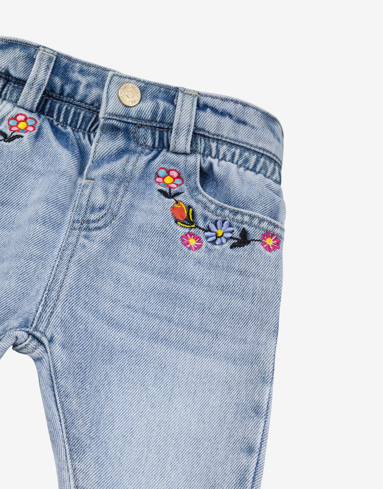 Pantalon en denim Flowers Embroidery Denim clair Moschino 2