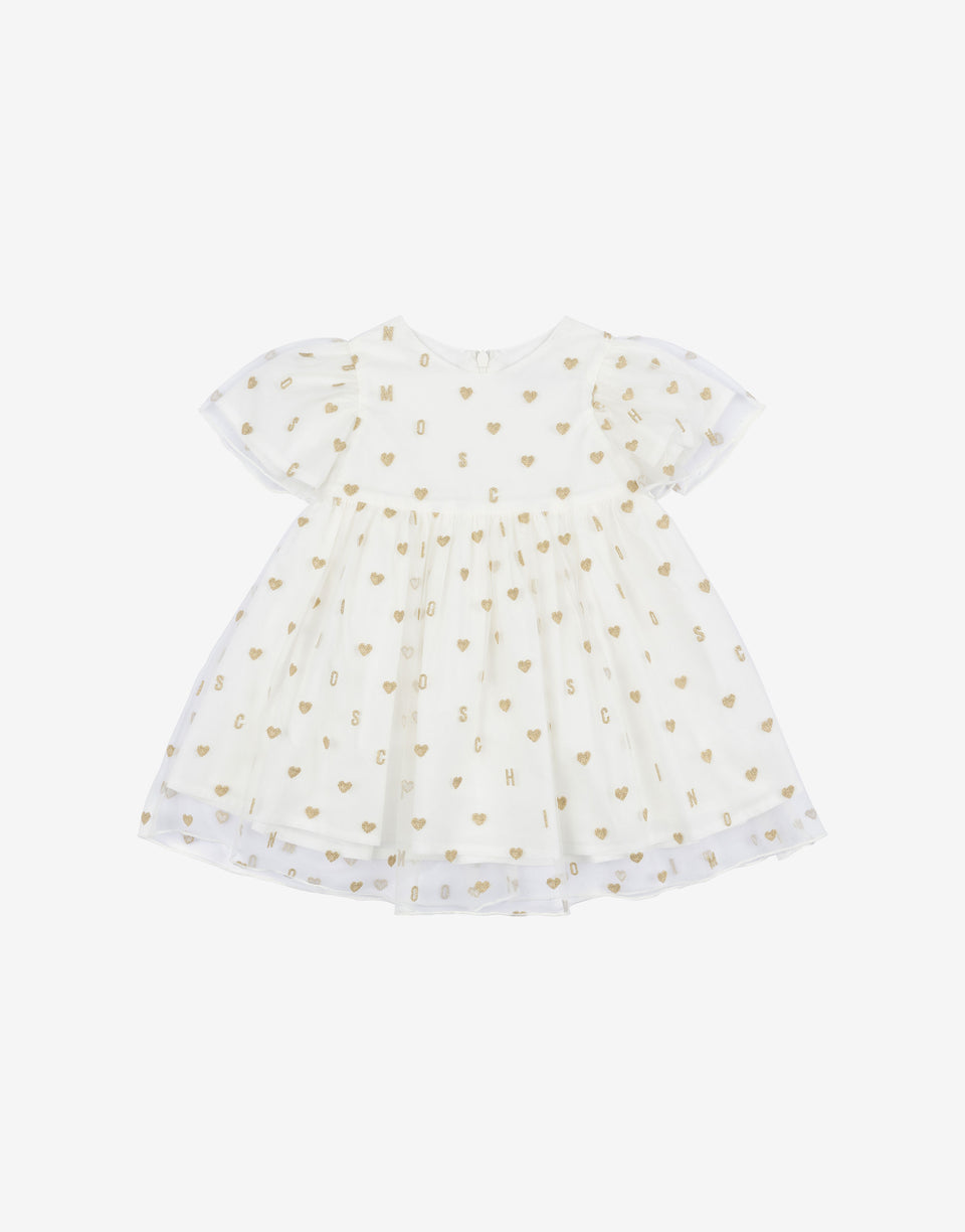 Tulle dress with all-over embroidery White Moschino 0