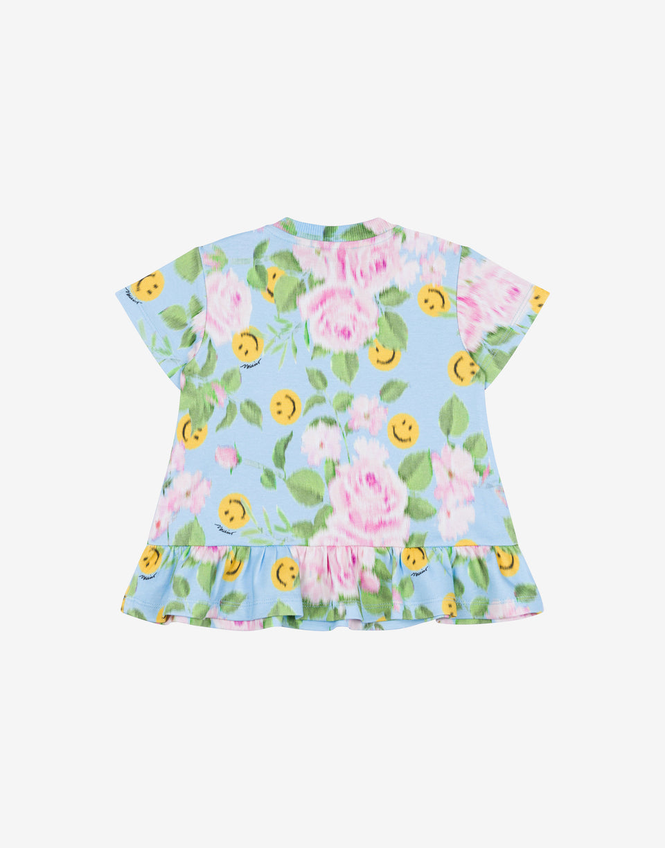 Cotton interlock dress Smiley® and Roses Turquoise Moschino 1