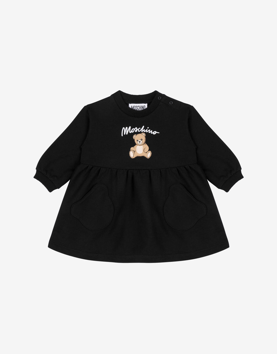 Abito in felpa di cotone Moschino Teddy Bear stampato Nero Moschino 0