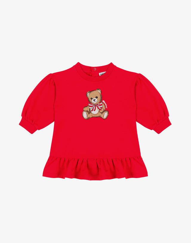 Abito in felpa di cotone Moschino Teddy Bear Rosso Moschino 0