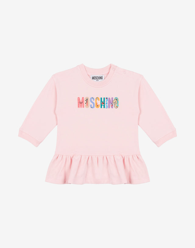 Abito in felpa di cotone stampato Rosa confetto Moschino 0