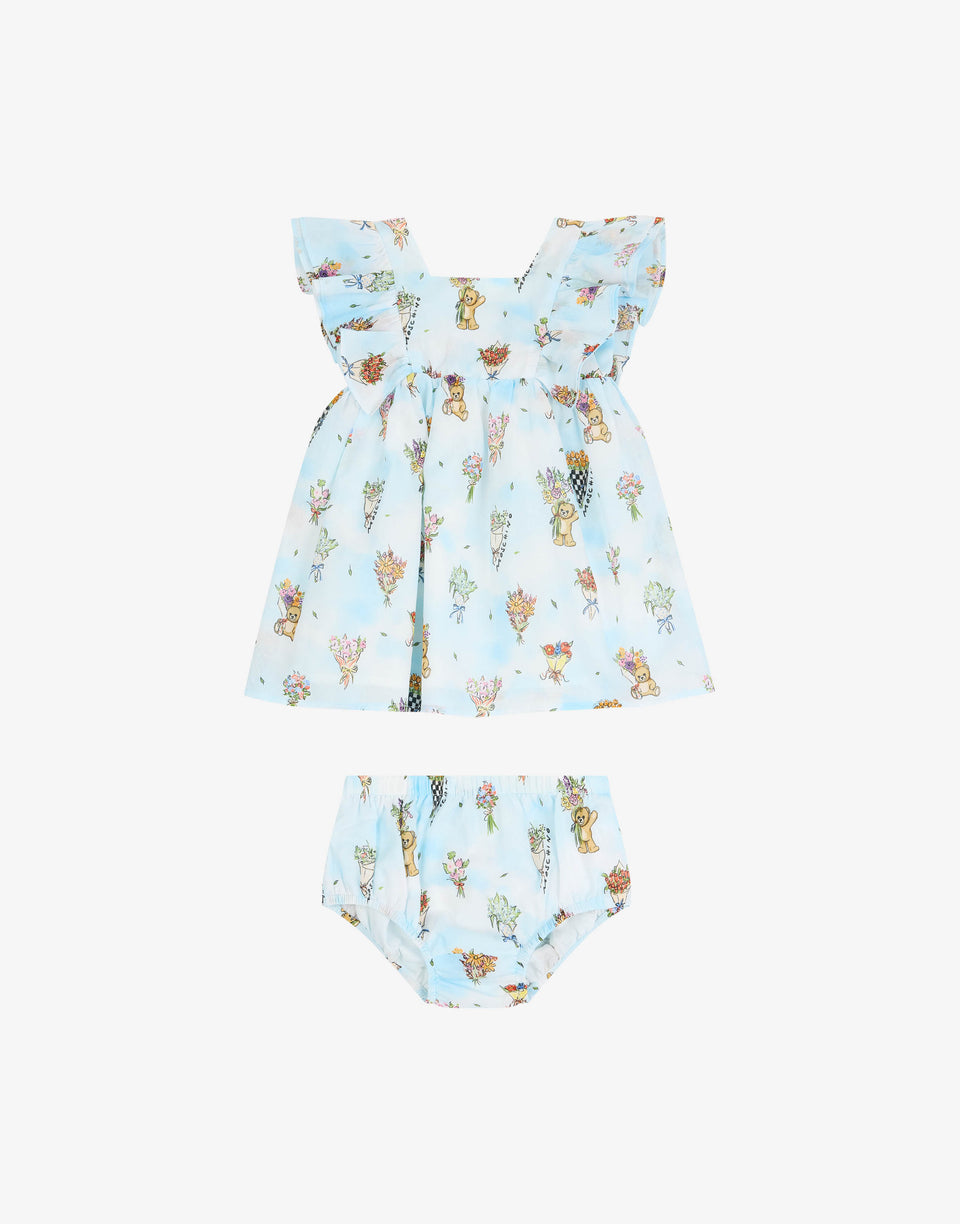 Conjunto de vestido y braguitas en voile de algodón estampado Celeste Moschino 0