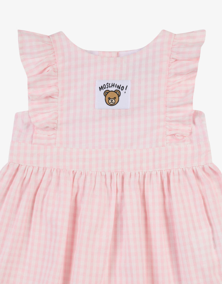 ヴィシーチェック柄のシーサーカー生地のドレス ピンク Moschino 2