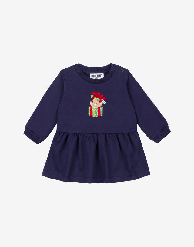 Moschino Teddy Bear Cotton Sweatshirt Dress Blue Moschino 0