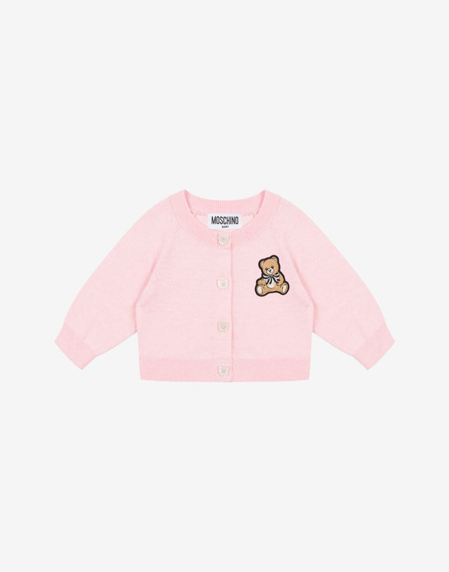 Cardigan in misto lana e cotone Rosa confetto Moschino 0