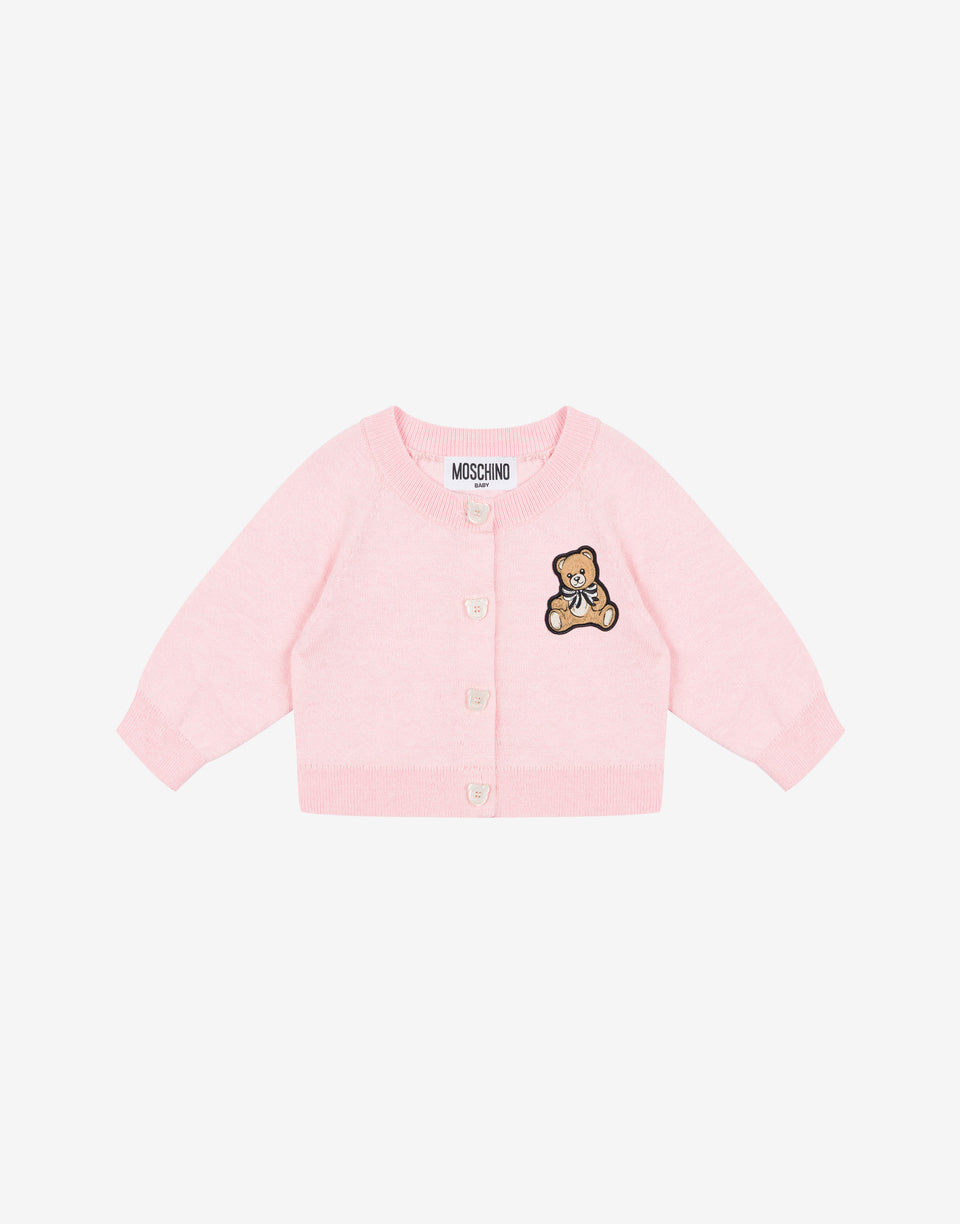 Wool and cotton blend cardigan Confetti pink Moschino 0