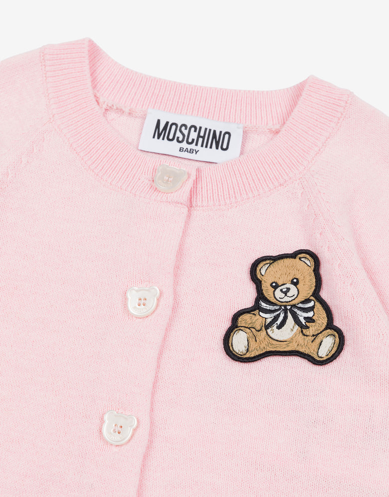 Wool and cotton blend cardigan Confetti pink Moschino 2