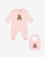 Moschino Teddy Bear cotton plush romper and bib set