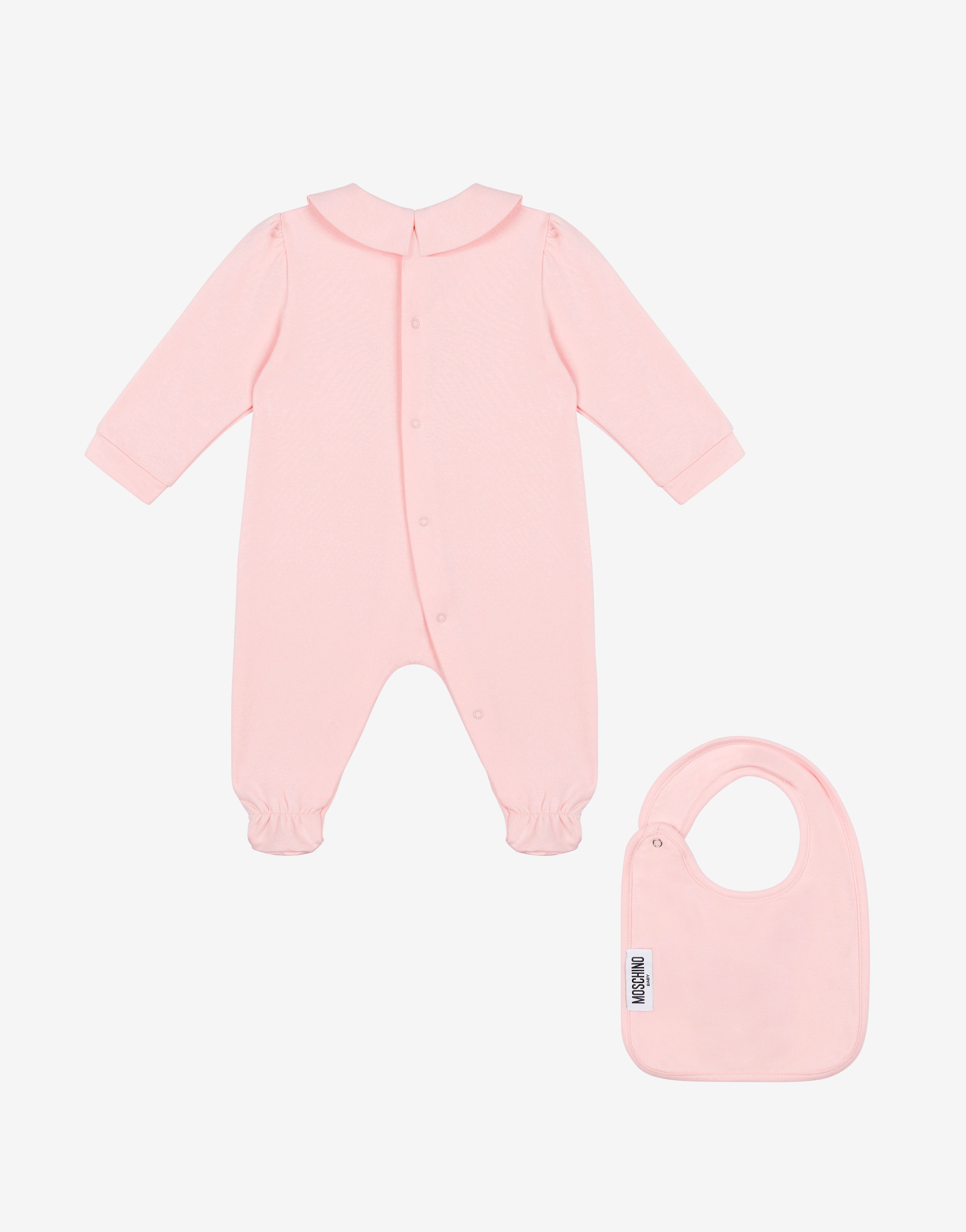 Moschino Teddy Bear cotton plush romper and bib set | Moschino