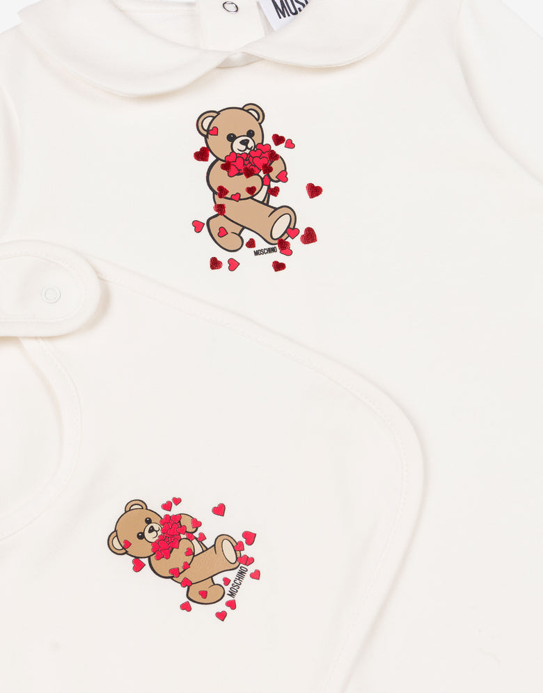 Ensemble composé d'une grenouillère et d'un bavoir en molleton de coton  Moschino 2