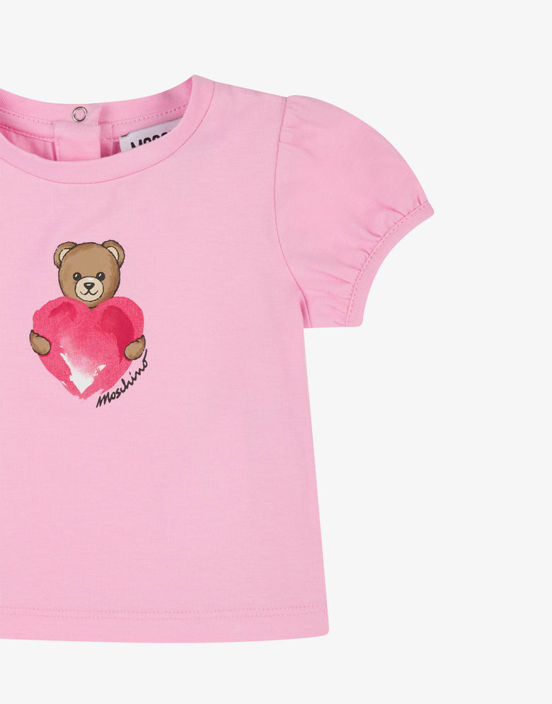 T-shirt en jersey de coton Moschino Teddy Bear Rose Moschino 2